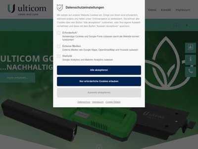Website von ulticom Hygiene Deutschland GmbH