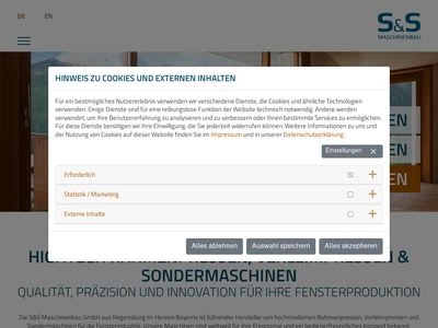Website von S&S Maschinenbau GmbH 