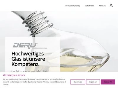 Website von DERU Glaswarenvertrieb GmbH