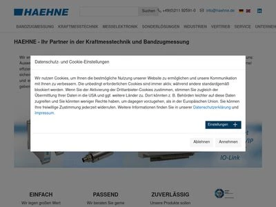 Website von HAEHNE Elektronische Messgeräte GmbH