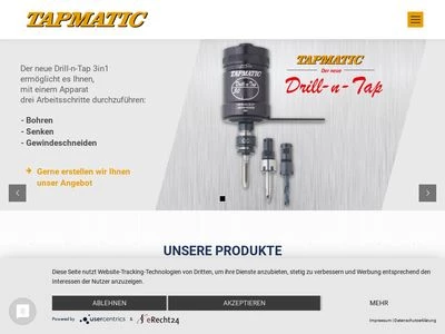 Website von TAPMATIC Werkzeuge GmbH
