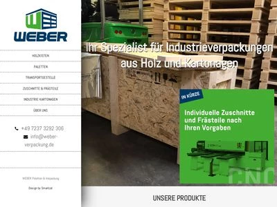 Website von WEBER Paletten & Verpackung