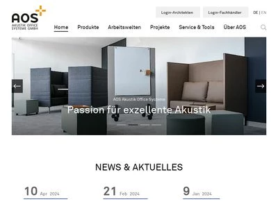 Website von AOS Akustik Office Systeme GmbH