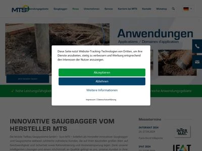 Website von MTS Mobile Tiefbau Saugsysteme GmbH