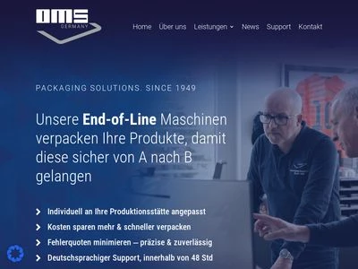 Website von OMS International Packaging Solution GmbH
