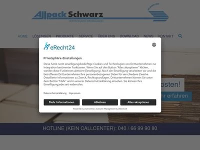 Website von Allpack Schwarz GmbH