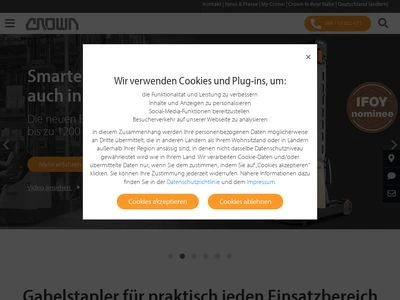 Website von CROWN Gabelstapler GmbH & Co. KG