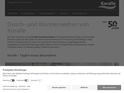 Website von Koralle Sanitärprodukte GmbH