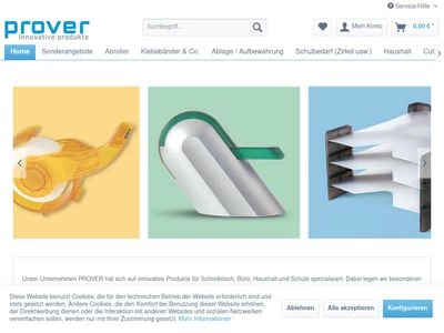 Website von PROVER - Innovative Produkte