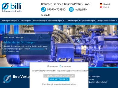Website von Billi Dichtungstechnik GmbH