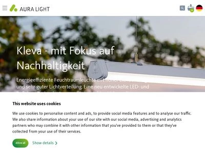 Website von Aura Light GmbH