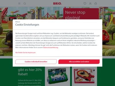 Website von BRIO GmbH - Ravensburger Spieleverlag GmbH