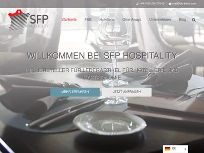Website von SFP Hospitality GmbH