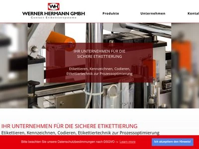 Website von Werner Hermann GmbH Contact Etikettiersysteme