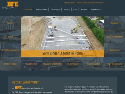 Website von BFE Beton Fertigteilbau Erfurt GmbH
