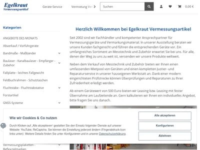 Website von Egelkraut Vermessungsartikel GmbH