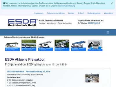 Website von ESDA Gerätetechnik GmbH