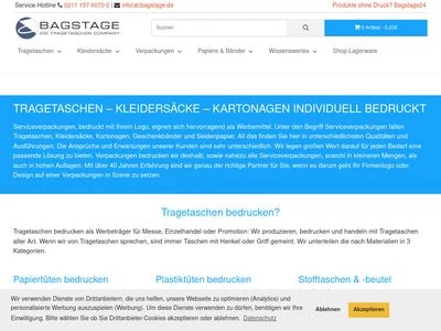 Website von Bagstage GmbH - Die Tragetaschen Company