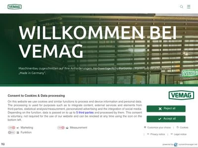 Website von Vemag Maschinenbau GmbH