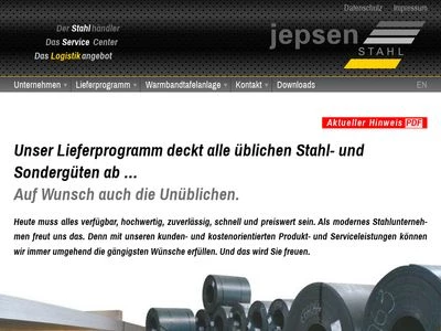 Website von Jepsen Stahl GmbH