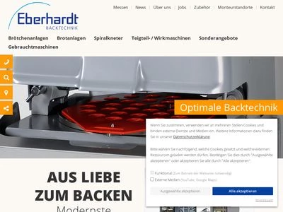 Website von Eberhardt Backtechnik GmbH