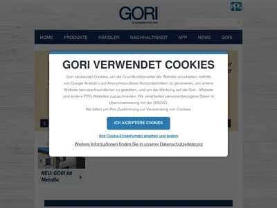 Website von GORI - PPG Coatings Deutschland GmbH