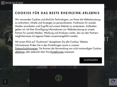 Website von RHEINZINK GmbH & Co. KG