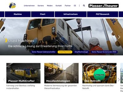 Website von Plasser & Theurer, Export von Bahnbaumaschinen, Gesellschaft m.b.H.