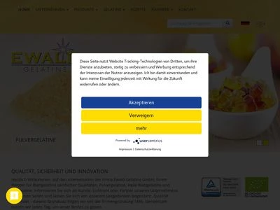 Website von Ewald-Gelatine GmbH