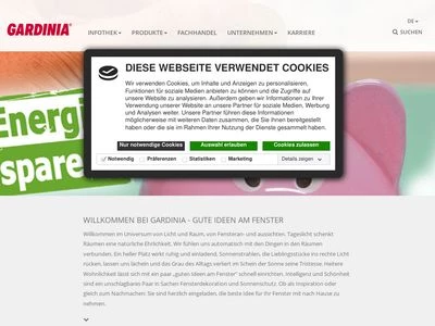 Website von GARDINIA Home Decor GmbH