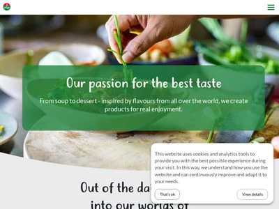 Website von Hügli Nahrungsmittel GmbH