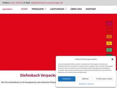 Website von Diefenbach Verpackungen GmbH