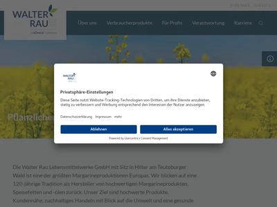 Website von Walter Rau Lebensmittelwerke GmbH