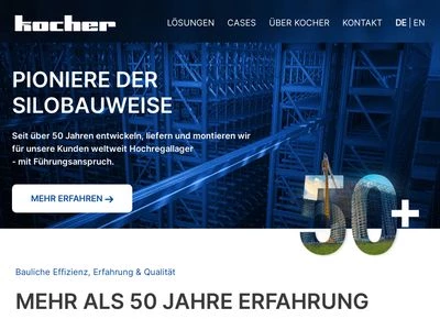 Website von Kocher Regalbau GmbH