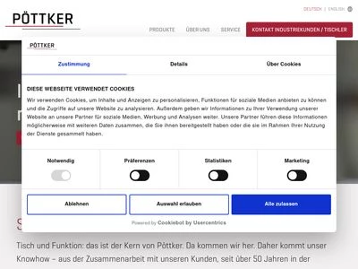 Website von Pöttker Auszugsysteme GmbH