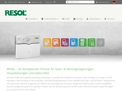 Website von RESOL - Elektronische Regelungen GmbH