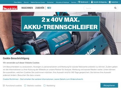 Website von Makita Werkzeug GmbH