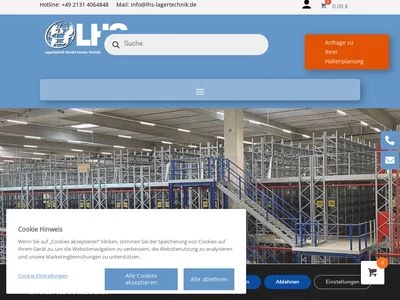 Website von LHS Lagertechnik Handel Service Vertriebsgesellschaft mbH