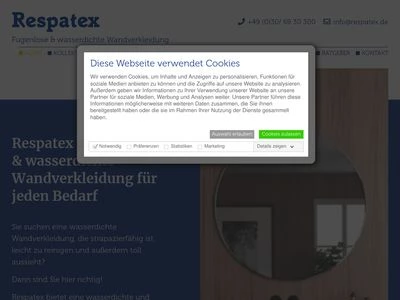 Website von Respatex GmbH Deutschland