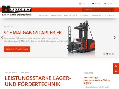 Website von Magaziner Lager- und Fördertechnik GmbH