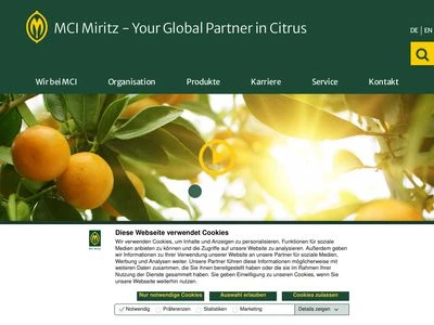 Website von MCI - Miritz Citrus GmbH & Co. KG