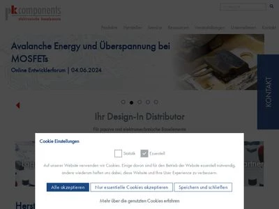 Website von pk components GmbH