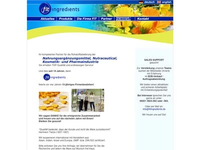 Website von Fit Ingredients GmbH