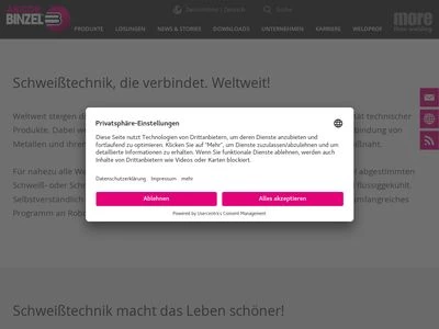 Website von Alexander Binzel Schweisstechnik GmbH & Co. KG