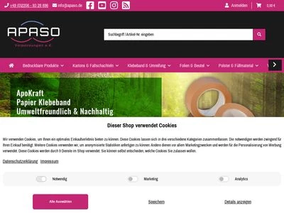 Website von APASO Verpackungen e.K.