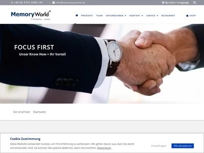 Website von MEMORYWORLD GmbH & Co. KG