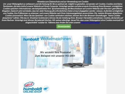Website von Humboldt Verpackungstechnik GmbH