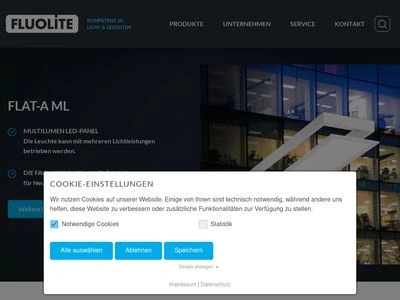 Website von Fluolite Licht & Leuchten GmbH & Co. KG