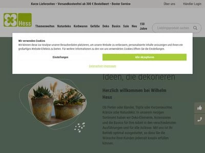Website von Wilhelm Hess  GmbH & Co. KG Floristenbedarf