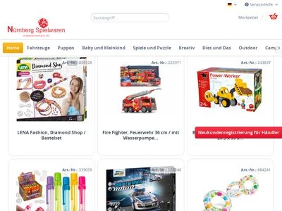 Website von Nürnberg Spielwaren-Großhandel GmbH & Co. KG